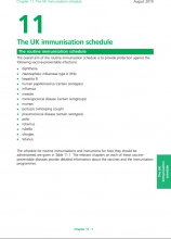 UK immunisation schedule: the green book, chapter 11